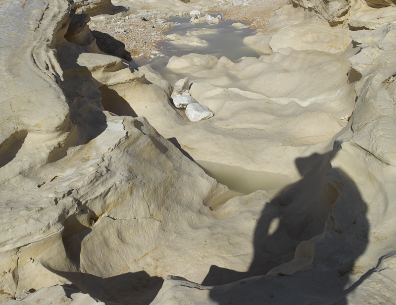 Rock, pools and shadow, Negev - 2010
