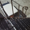 Iron stairs and car